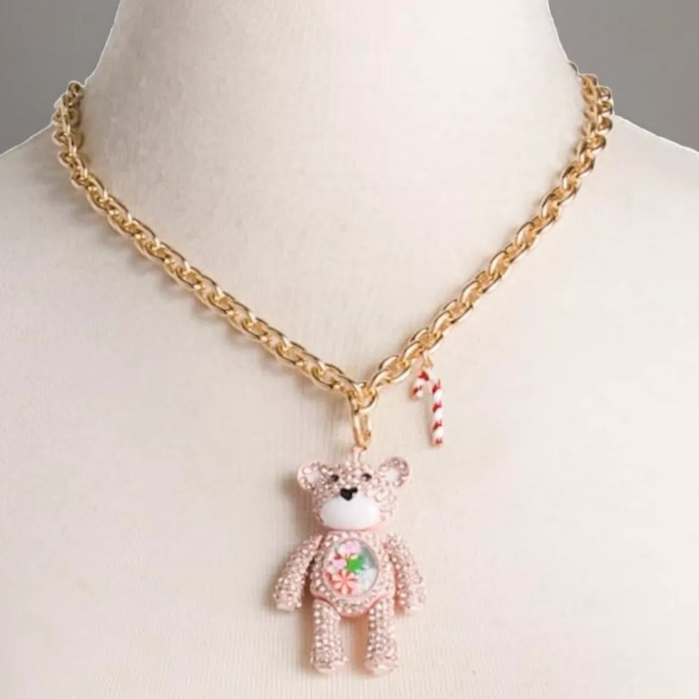 Betsey Johnson Pink Moveable Bear. Can Be Used As A Necklace or Ornament